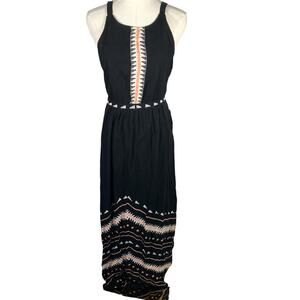 Rip Curl Electric Beach Maxi Dress Small Black Tribal Print Racerback New Summer